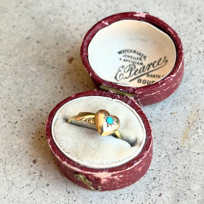 19th c. 9k Gold Snake Heart Ring