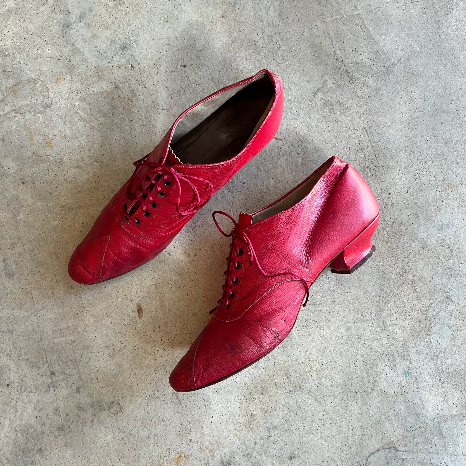 c. 1890s Red Leather Oxfords