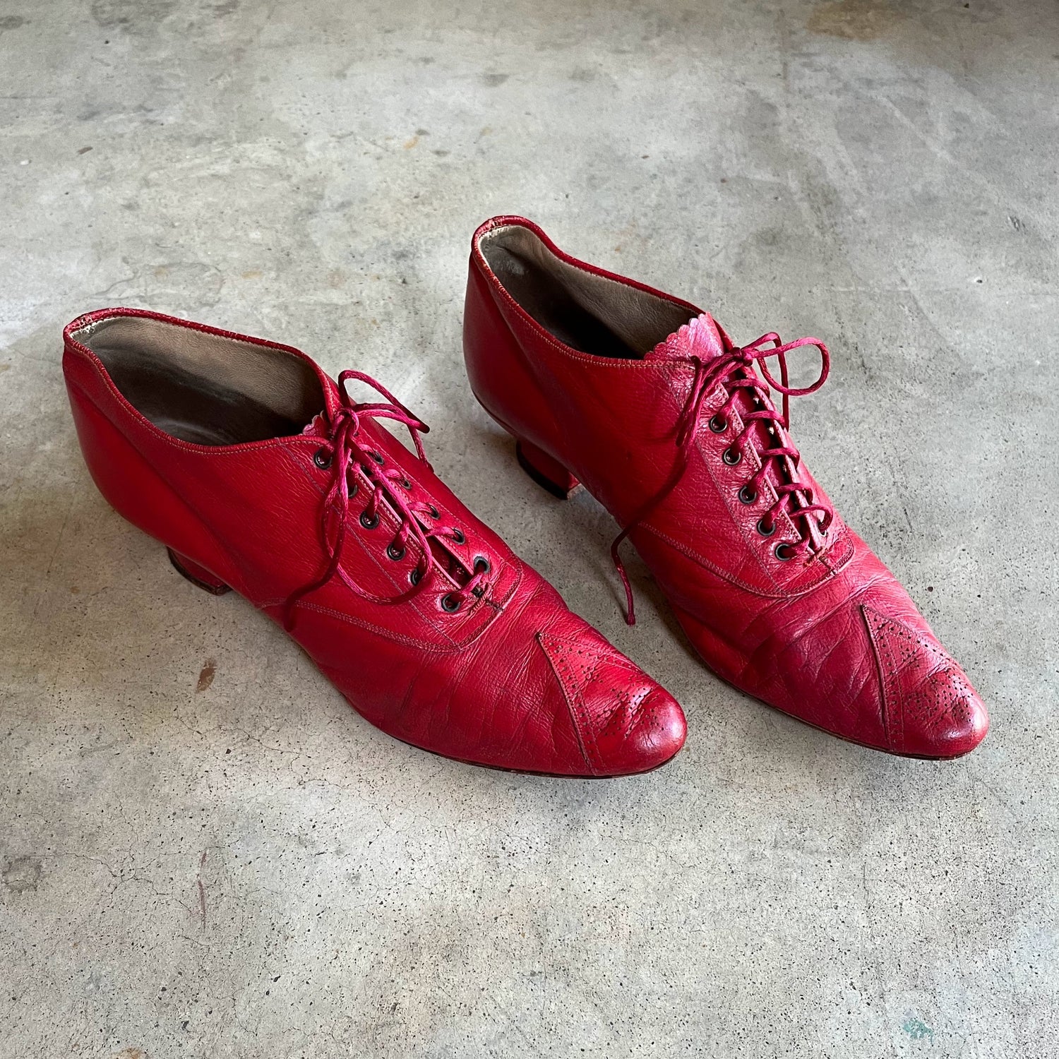 c. 1890s Red Leather Oxfords