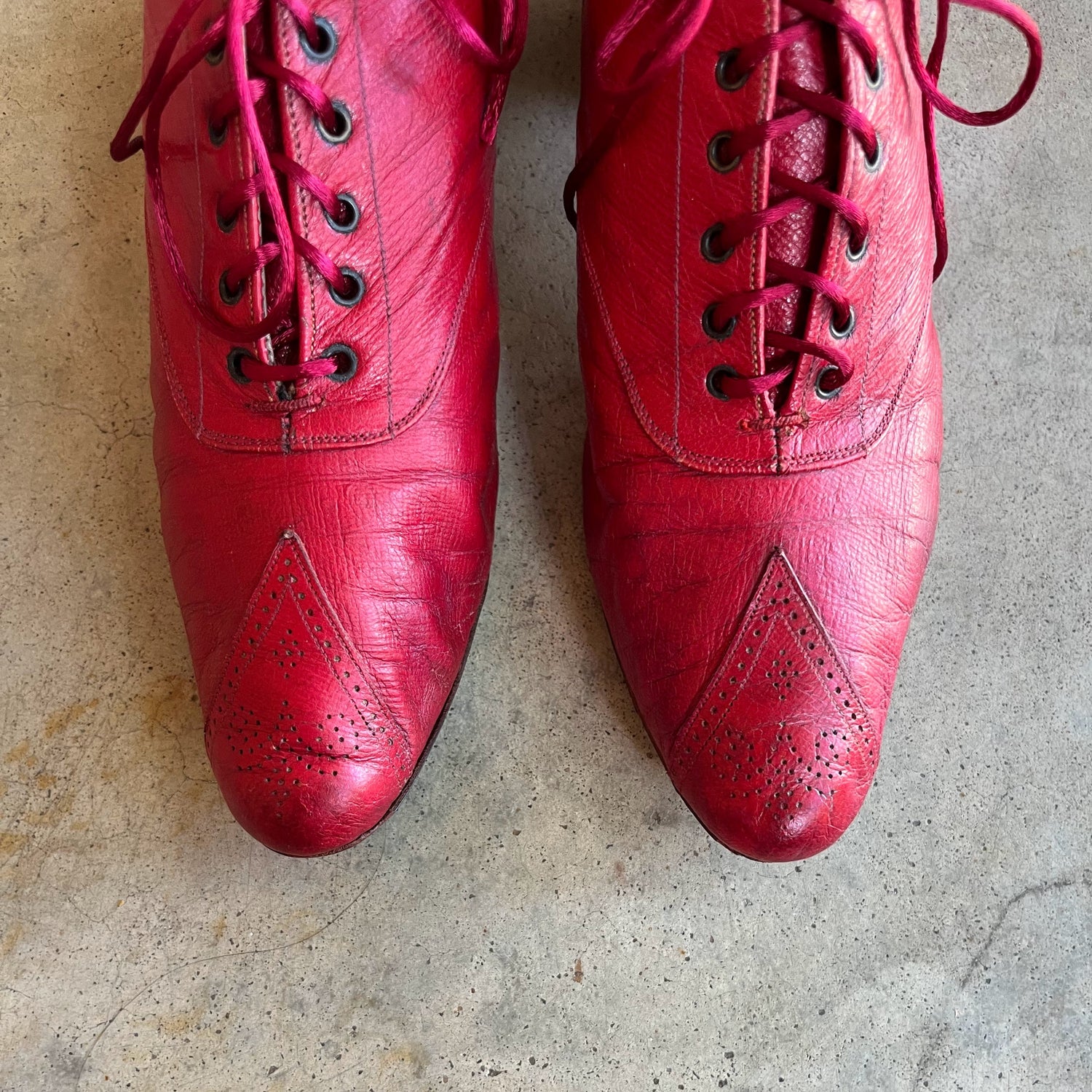 c. 1890s Red Leather Oxfords