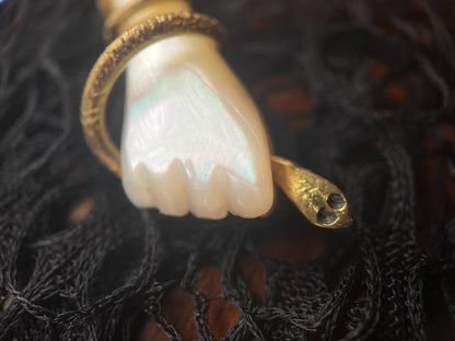 Turn of the Century Mother of Pearl Hand with Snake Pendant