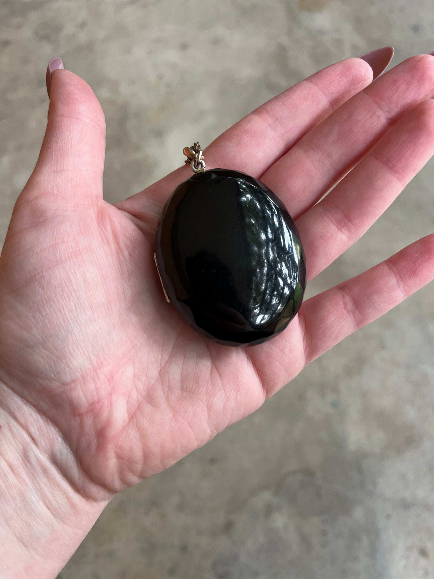 RESERVED c. 1870s-1880s Faceted Jet + Split Pearl AEI Locket