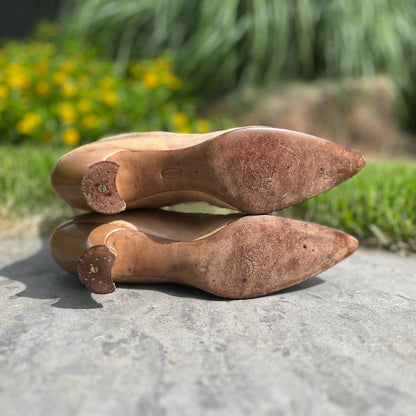 c. 1910s-1920s Tan Louis Heel Boots | Approx Sz 7.5-8