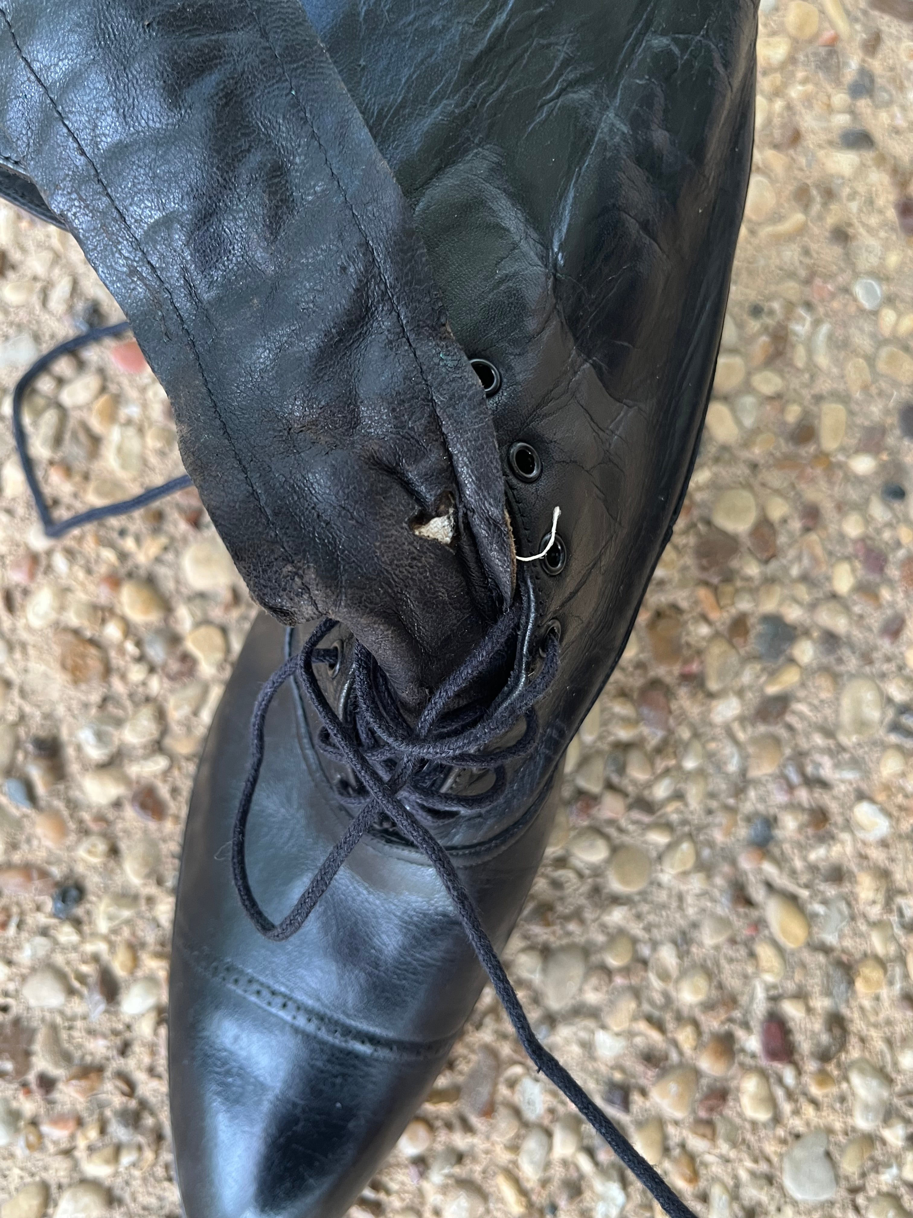 c. 1910s Black Lace Up Boots | Approx Sz 7