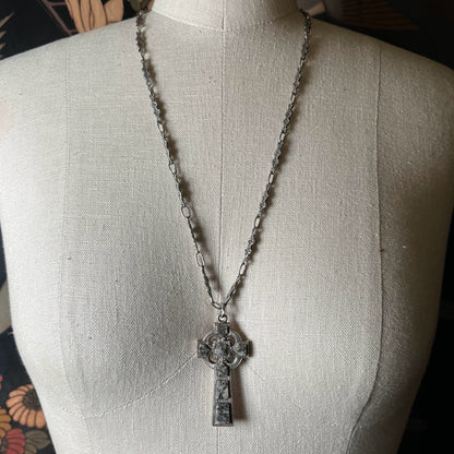 19th c. Sterling Silver Scottish Granite Pendant