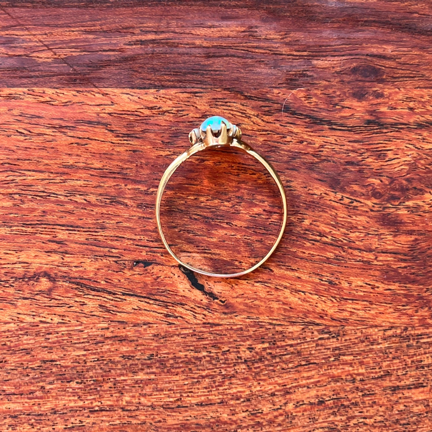 c. 1900s 14k Gold Opal + Seed Pearl Ring