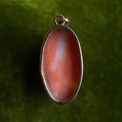 c. 1910s 14k Gold Carved Coral Goddess Diana Cameo Pendant