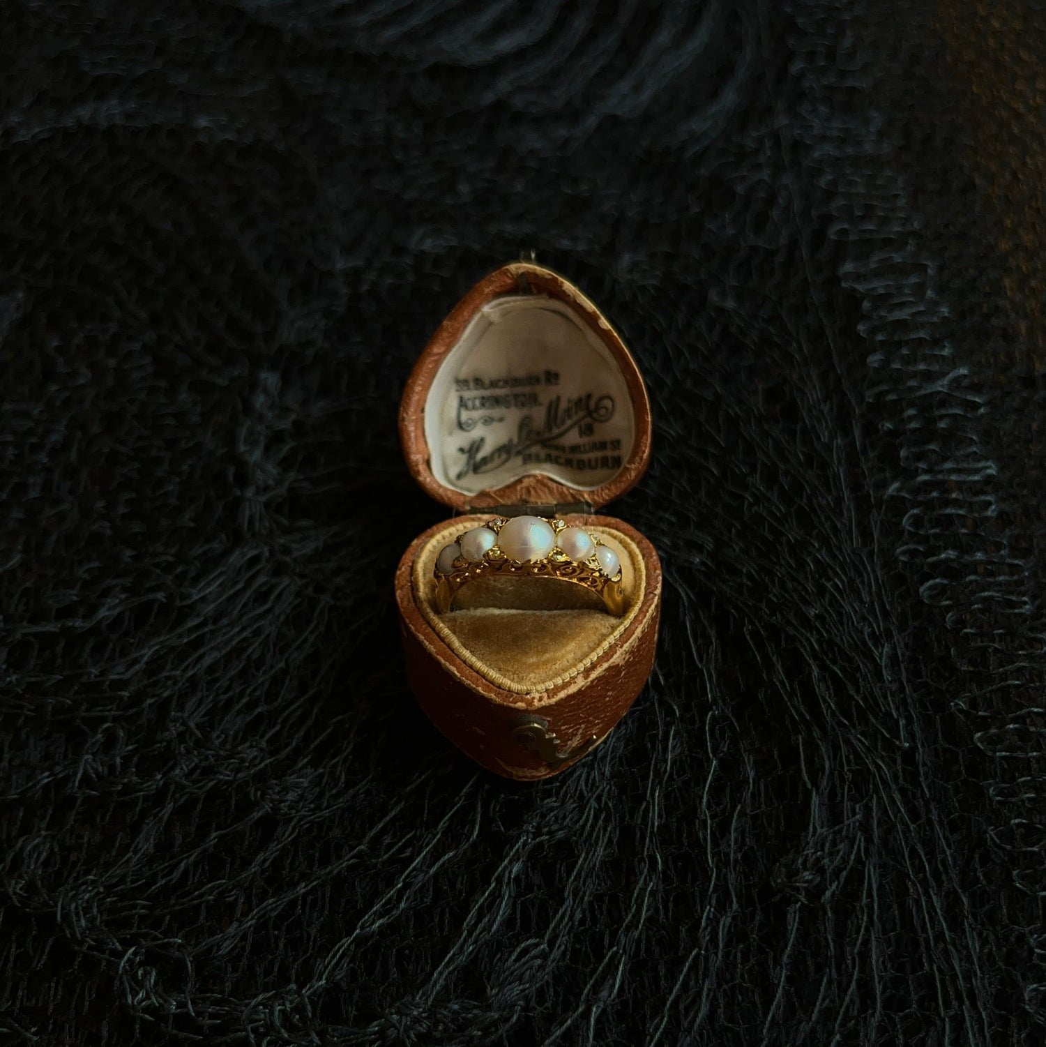 c. 1900 18k Gold Pearl Diamond Ring