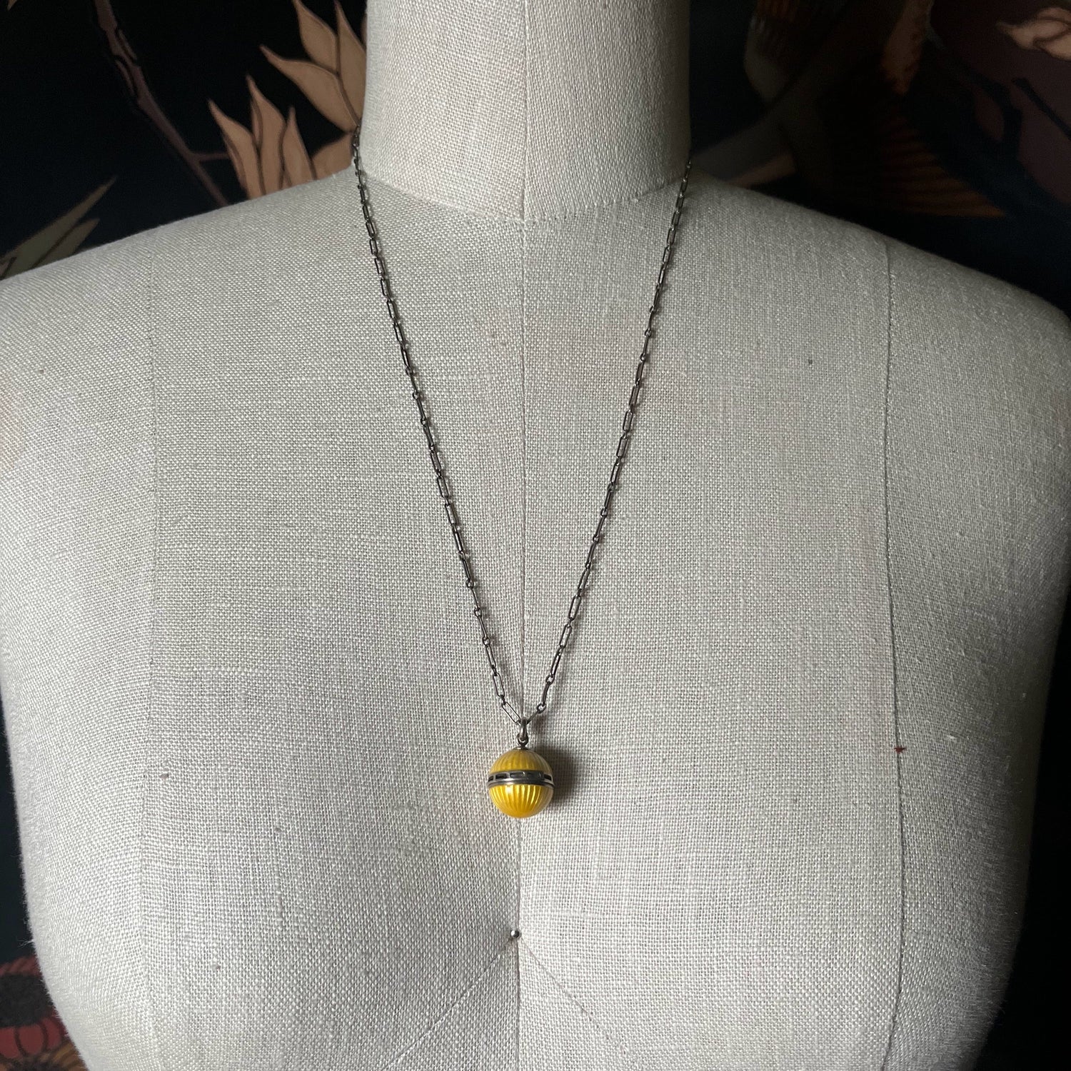 c. 1910s Guilloche Enamel Vinaigrette Necklace