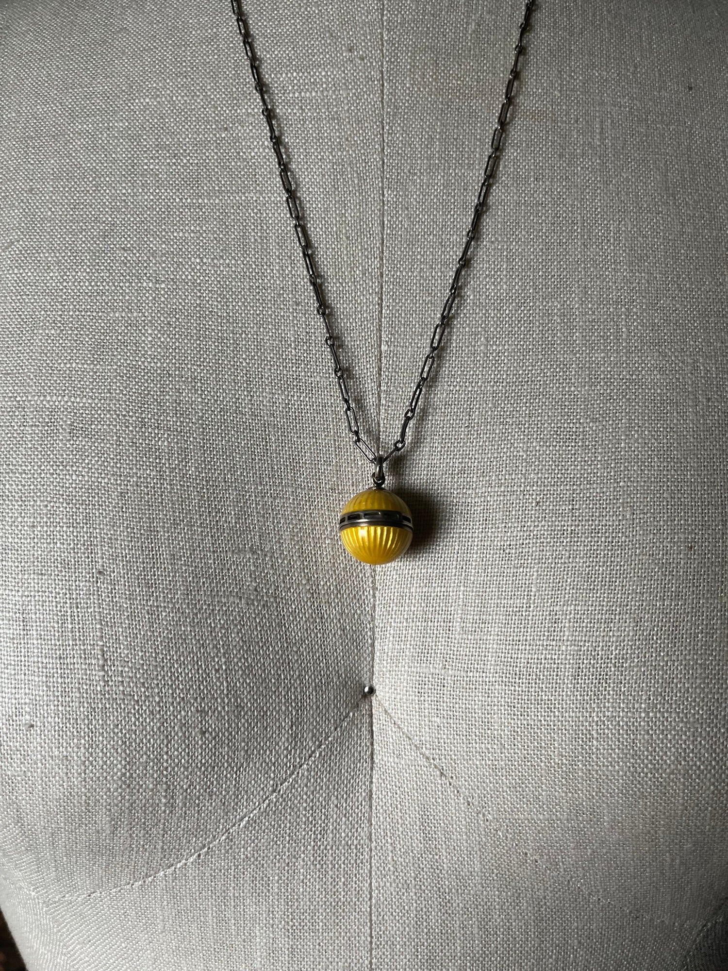 c. 1910s Guilloche Enamel Vinaigrette Necklace