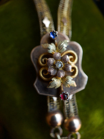 c. 1870s-1880s 14k Gold Unusual Long Guard Chain Necklace