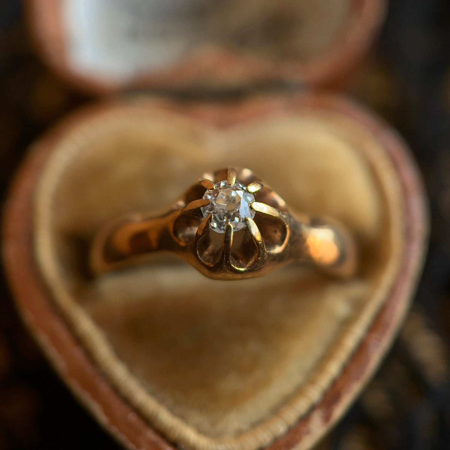 c. 1900s-1910s 14k Gold Belcher Set Diamond Ring
