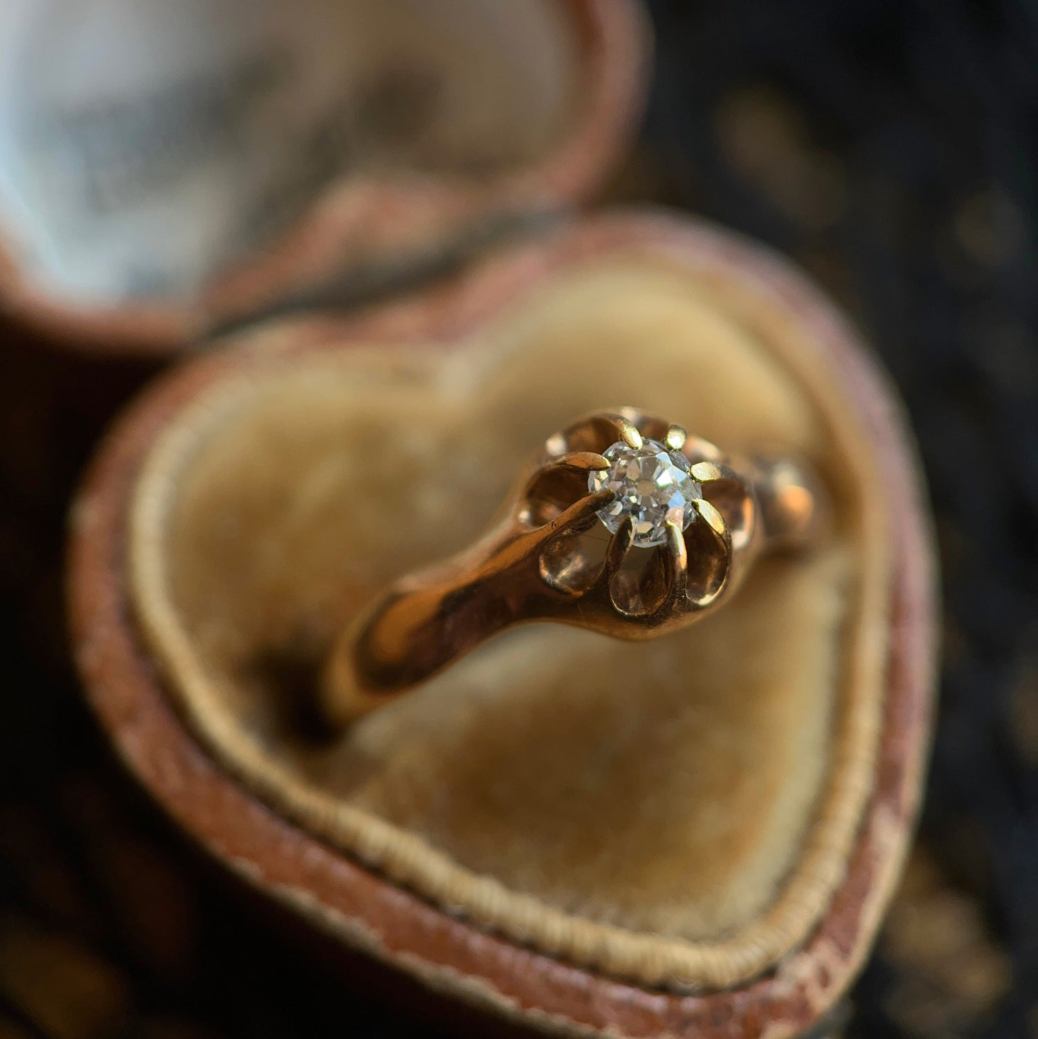 c. 1900s-1910s 14k Gold Belcher Set Diamond Ring