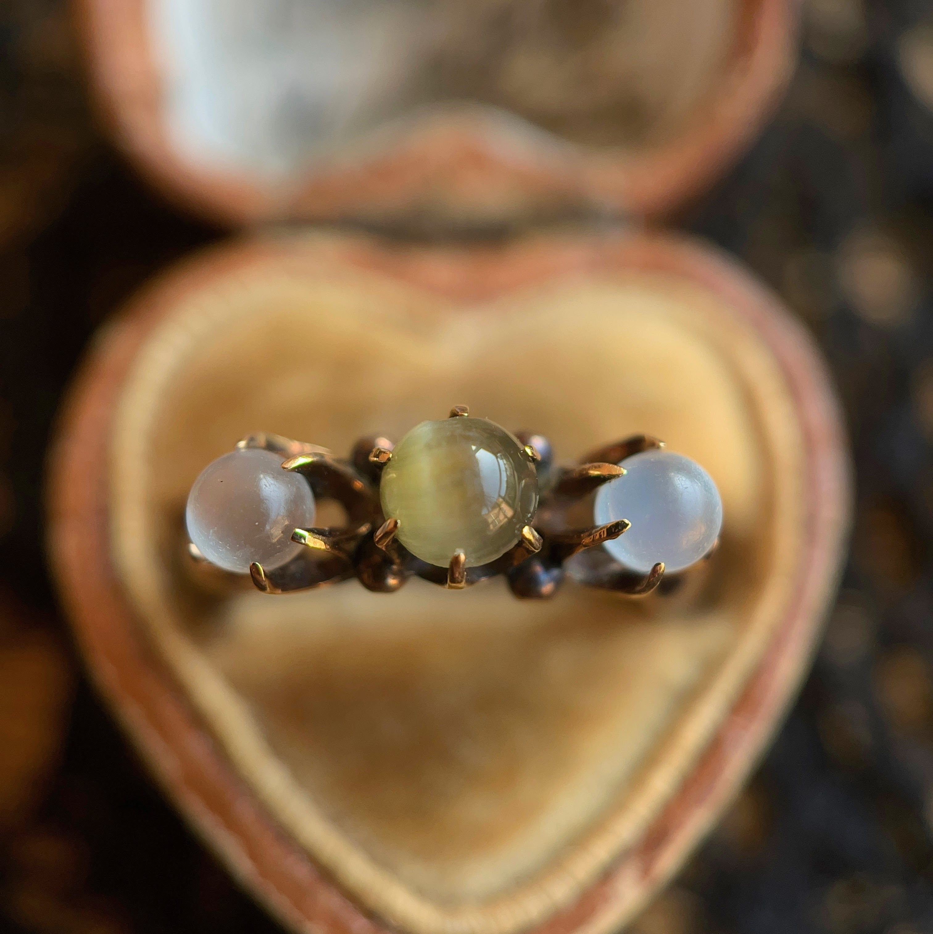 c. 1890s-1900s 9k Moonstone Cat&