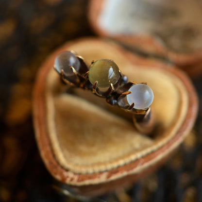 c. 1890s-1900s 9k Moonstone Cat&
