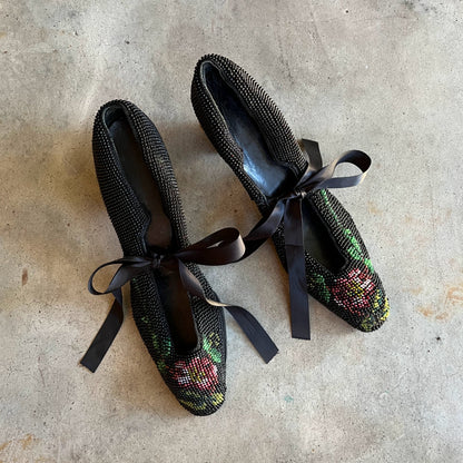 c. 1920s-1930s Beaded Shoes | Approx Sz. 8.5