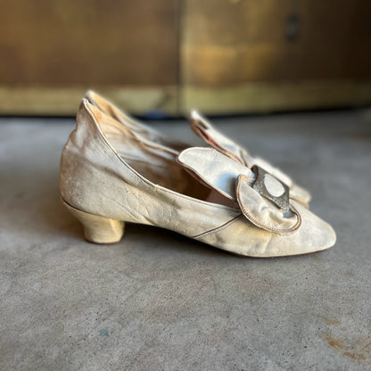 c. 1870 White Leather Slippers w/ Provenance