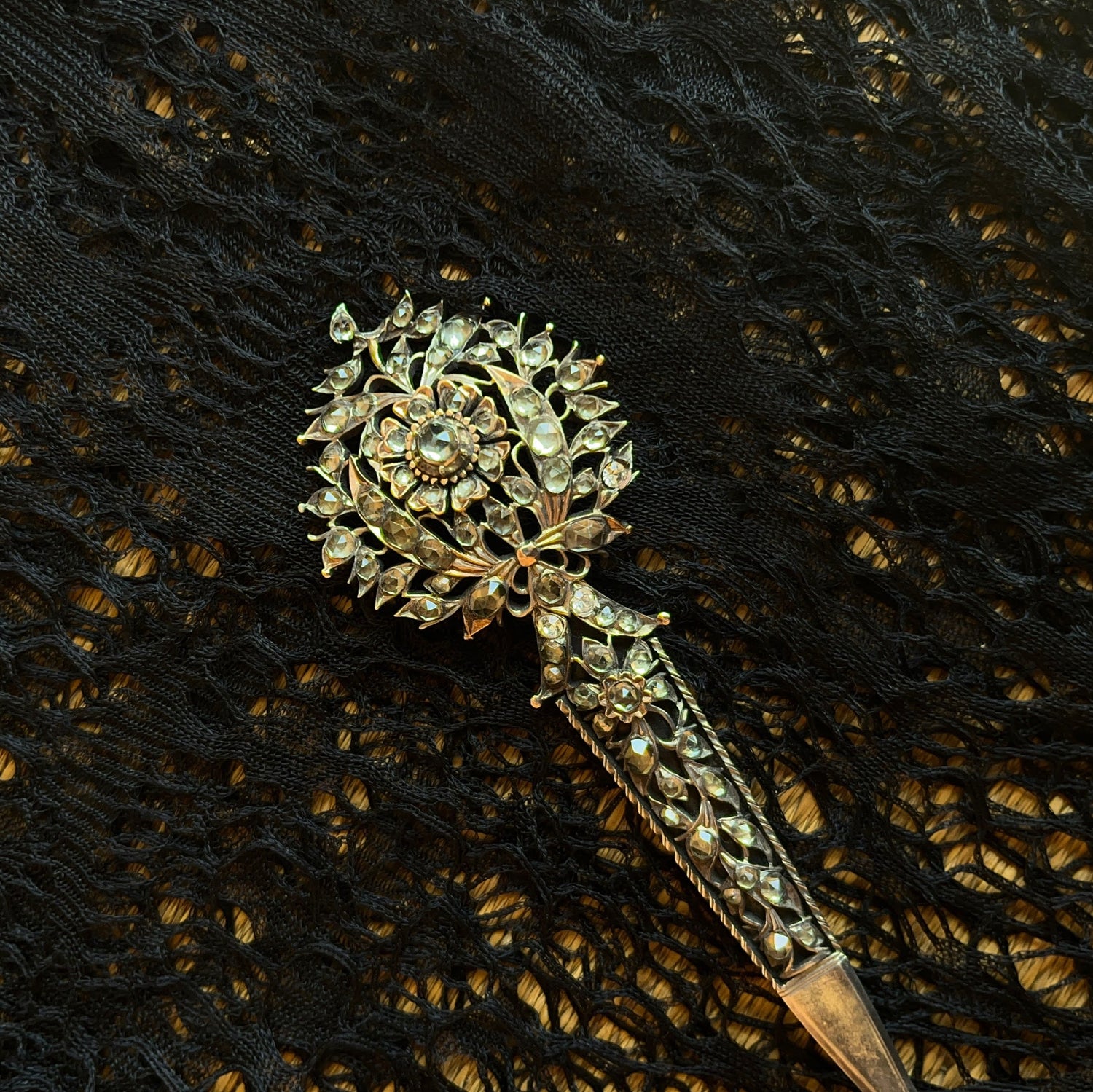 Late 19th-Early 20th c. Sterling Silver + Rose Gold Kondakoora Conversion Brooch