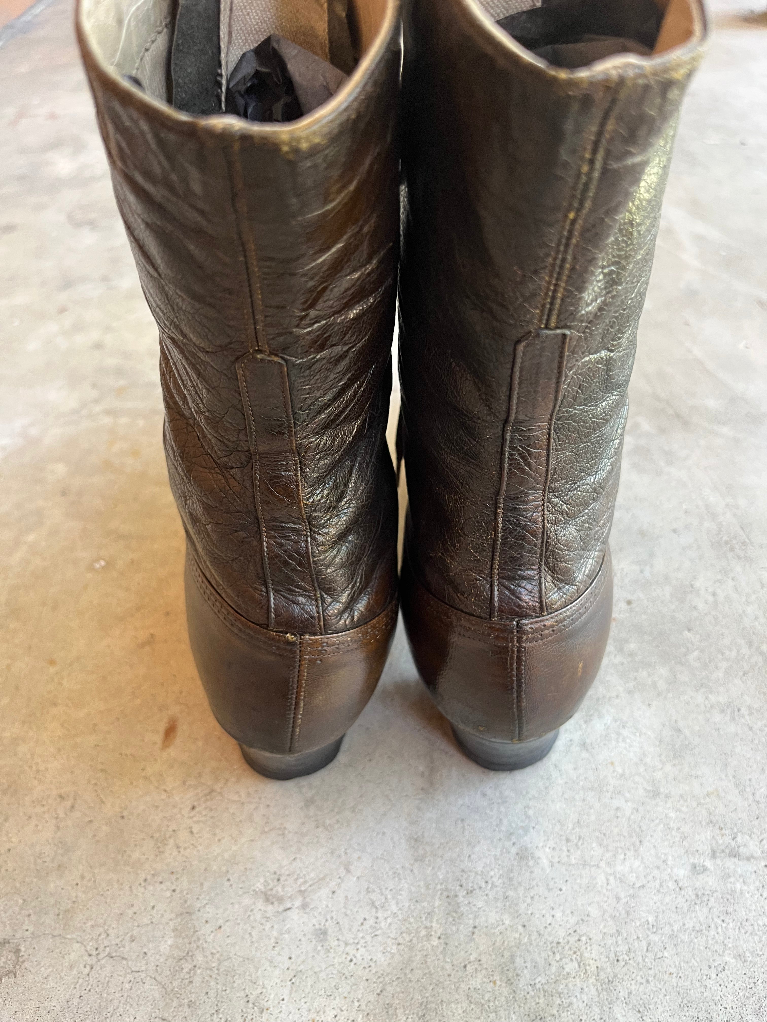 c. 1910s-1920s Brown Boots | Approx Sz 8.5-9