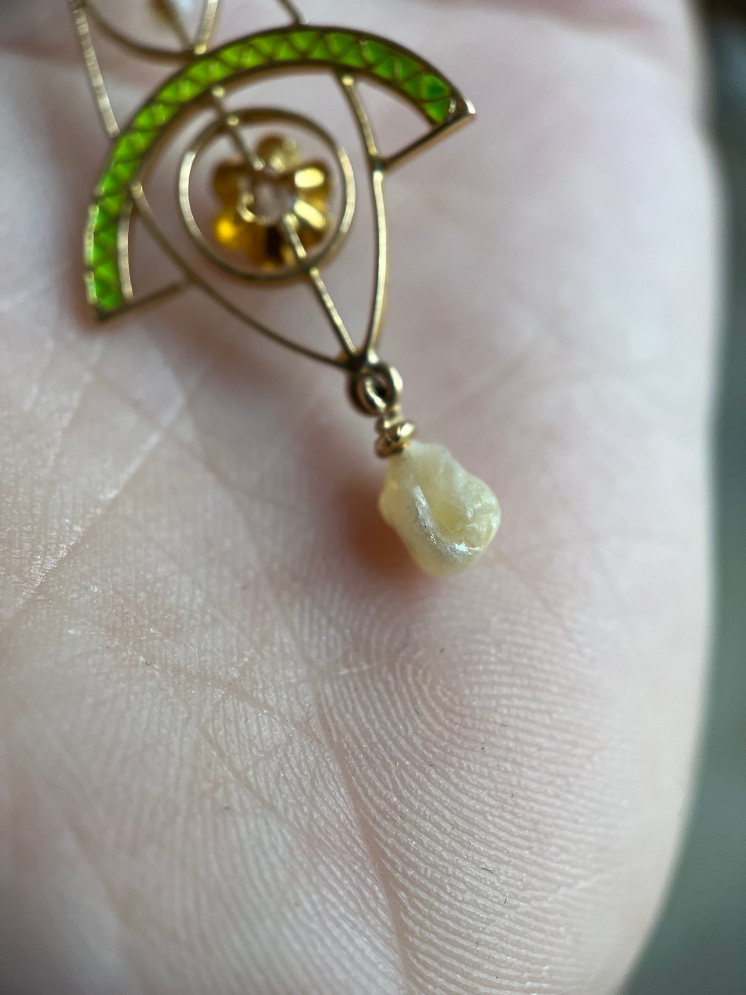 c. 1900s-1910s Plique a Jour Lavaliere Necklace