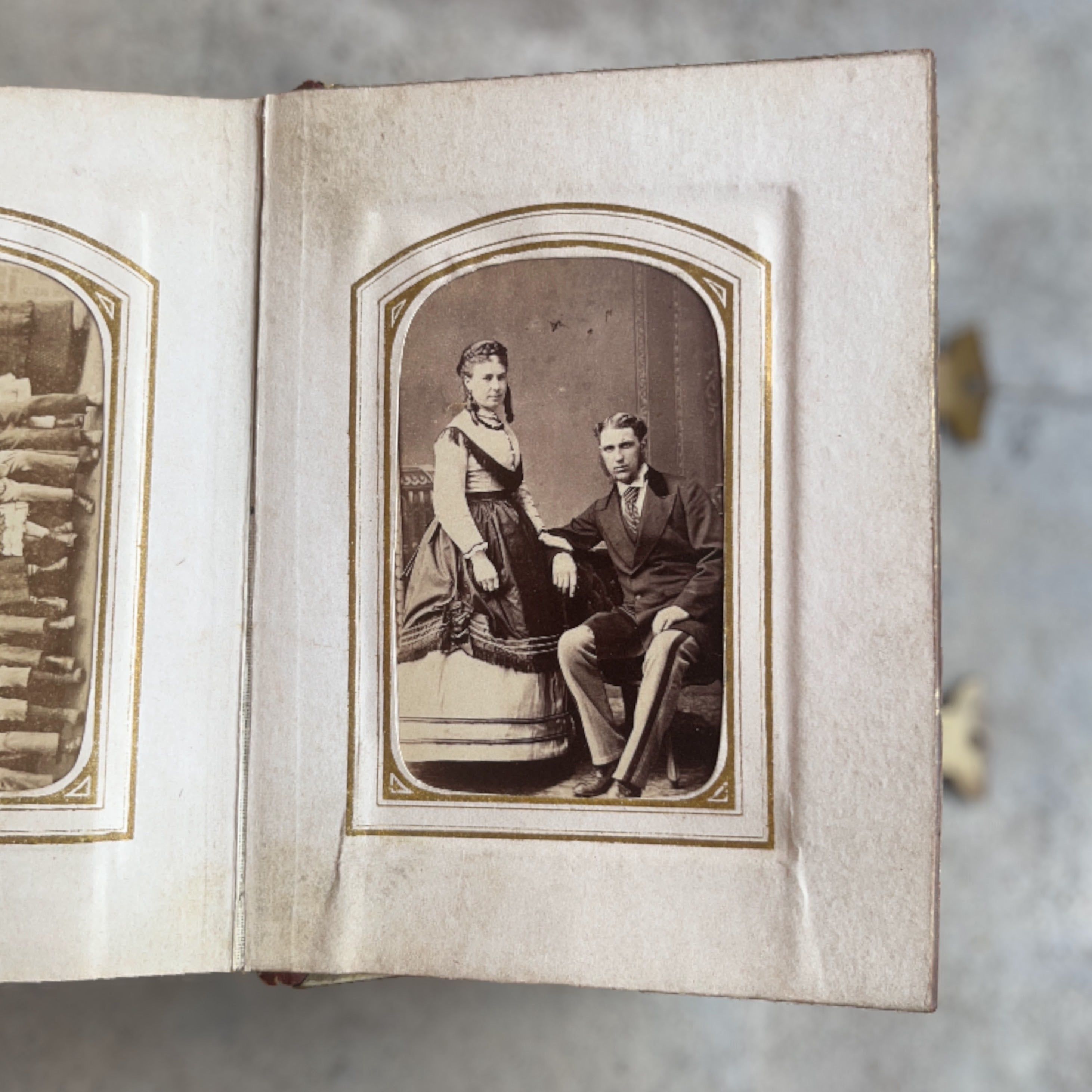 c. 1860s Leatherbound Photo Album w/ 49 Photographs