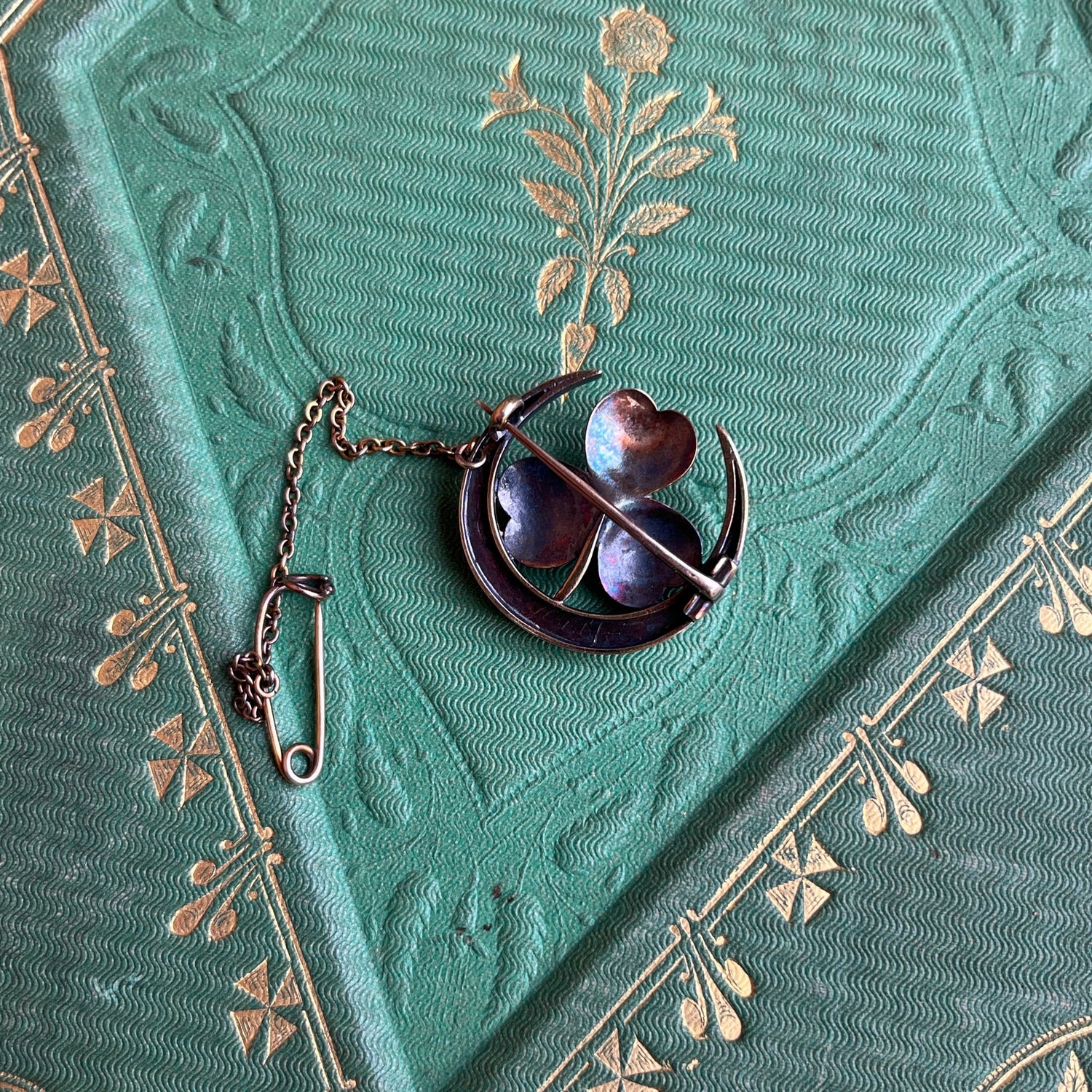 c. 1890s-1900s Moon Shamrock Brooch