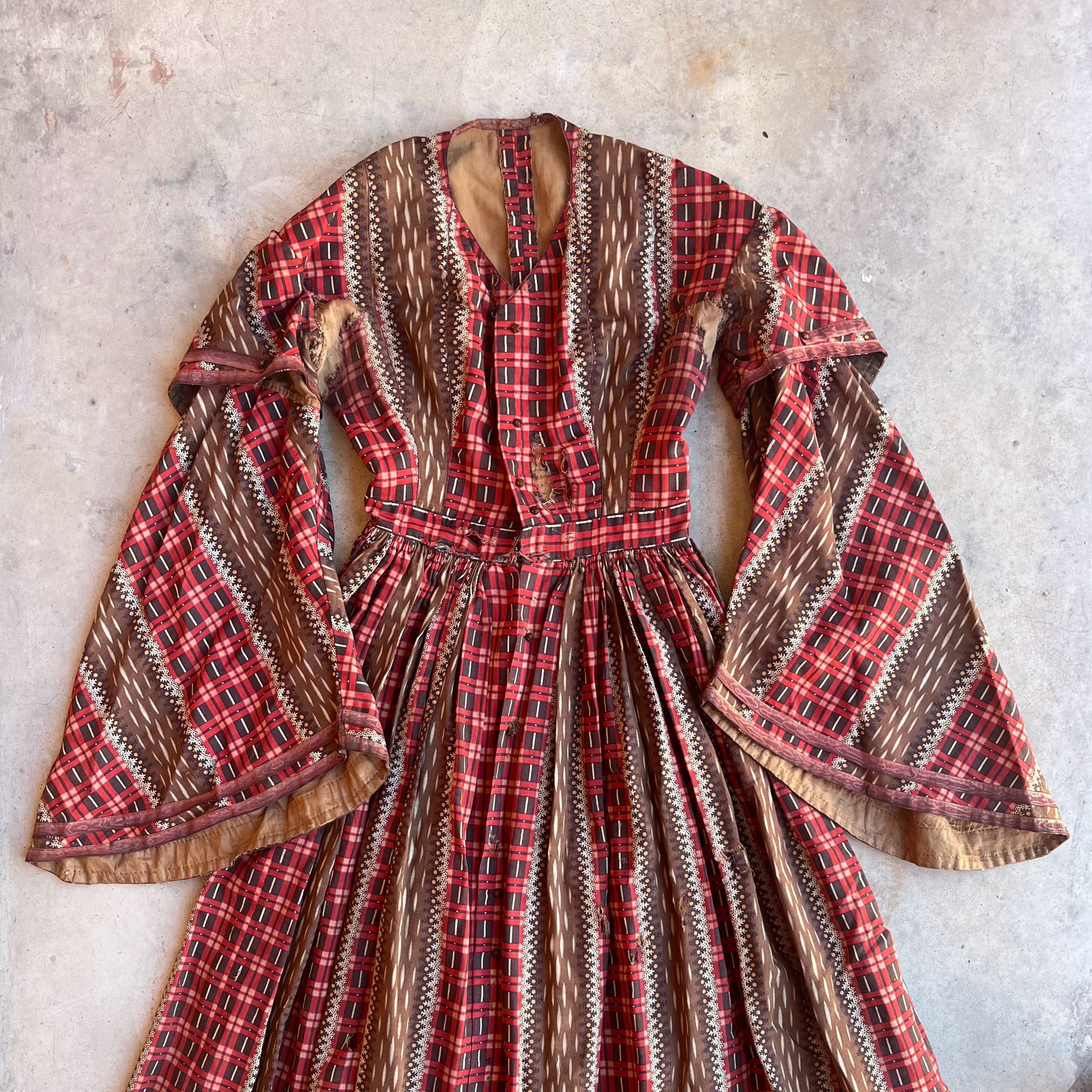 c. 1850s-1860s Wool Challis Dress