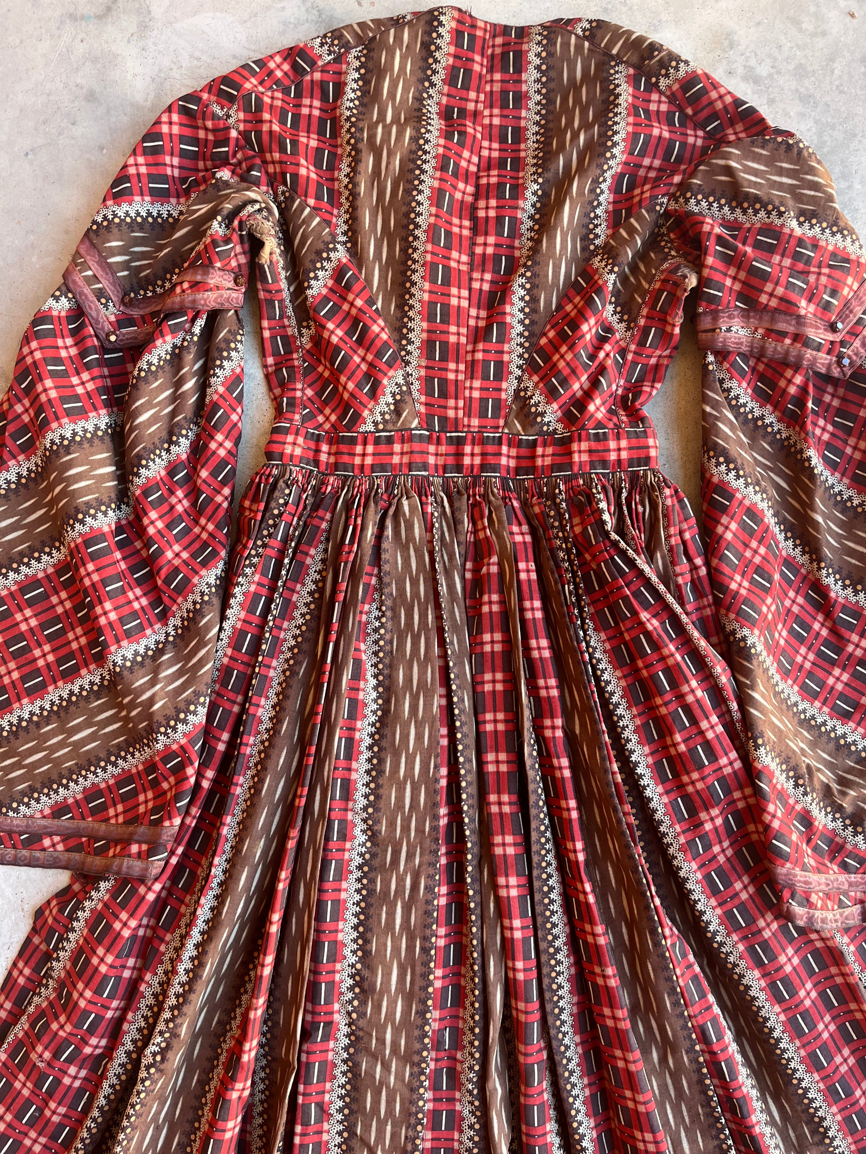 c. 1850s-1860s Wool Challis Dress