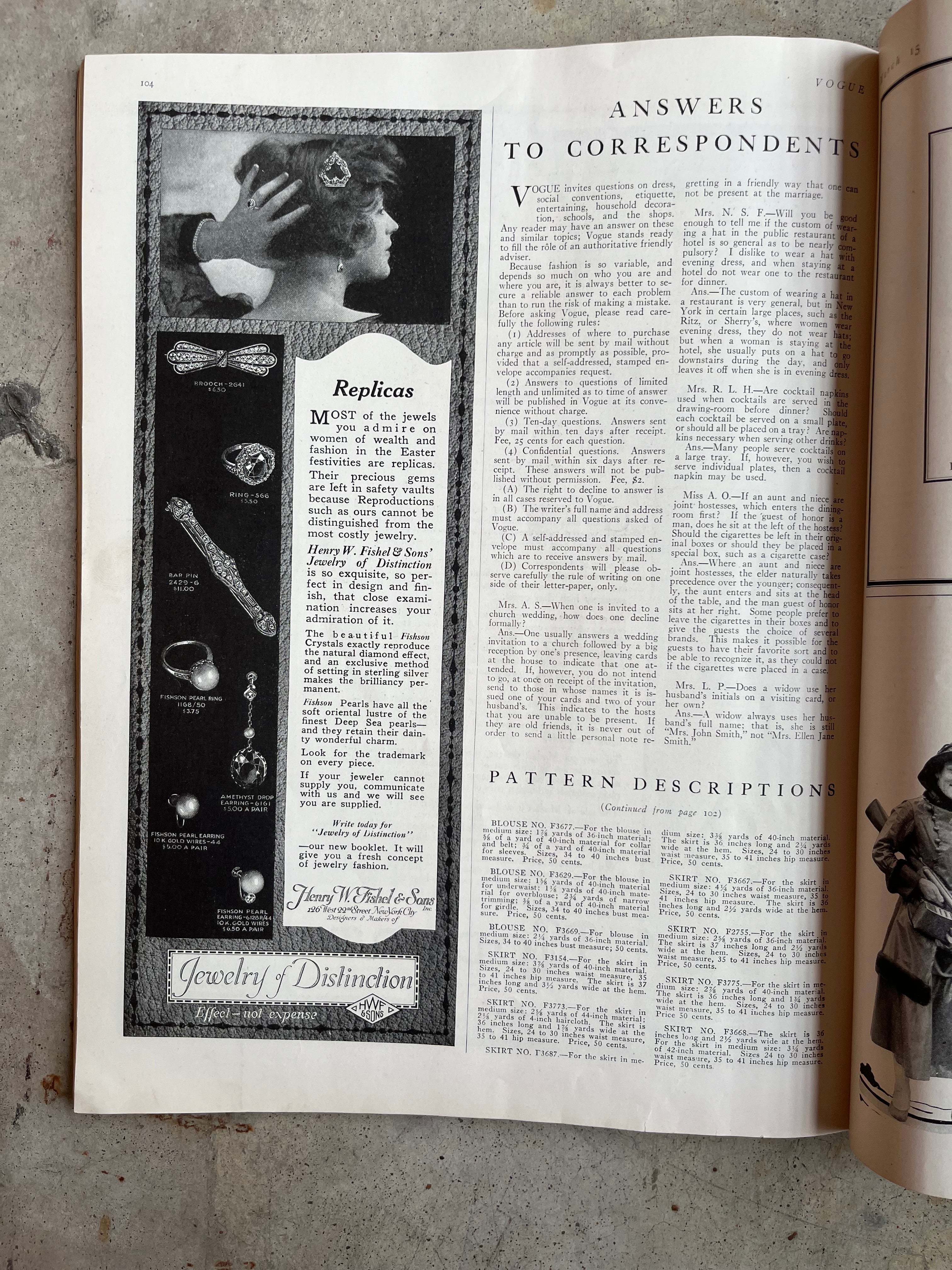 March 15, 1917 Vogue Magazine Spring Fashions