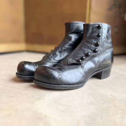 c. 1910s Side Button Boots | Approx Sz 7.5-8