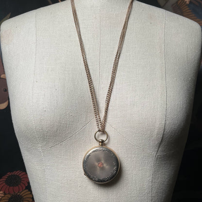19th c. 9k Gold Faux Montre 4-Photo Locket