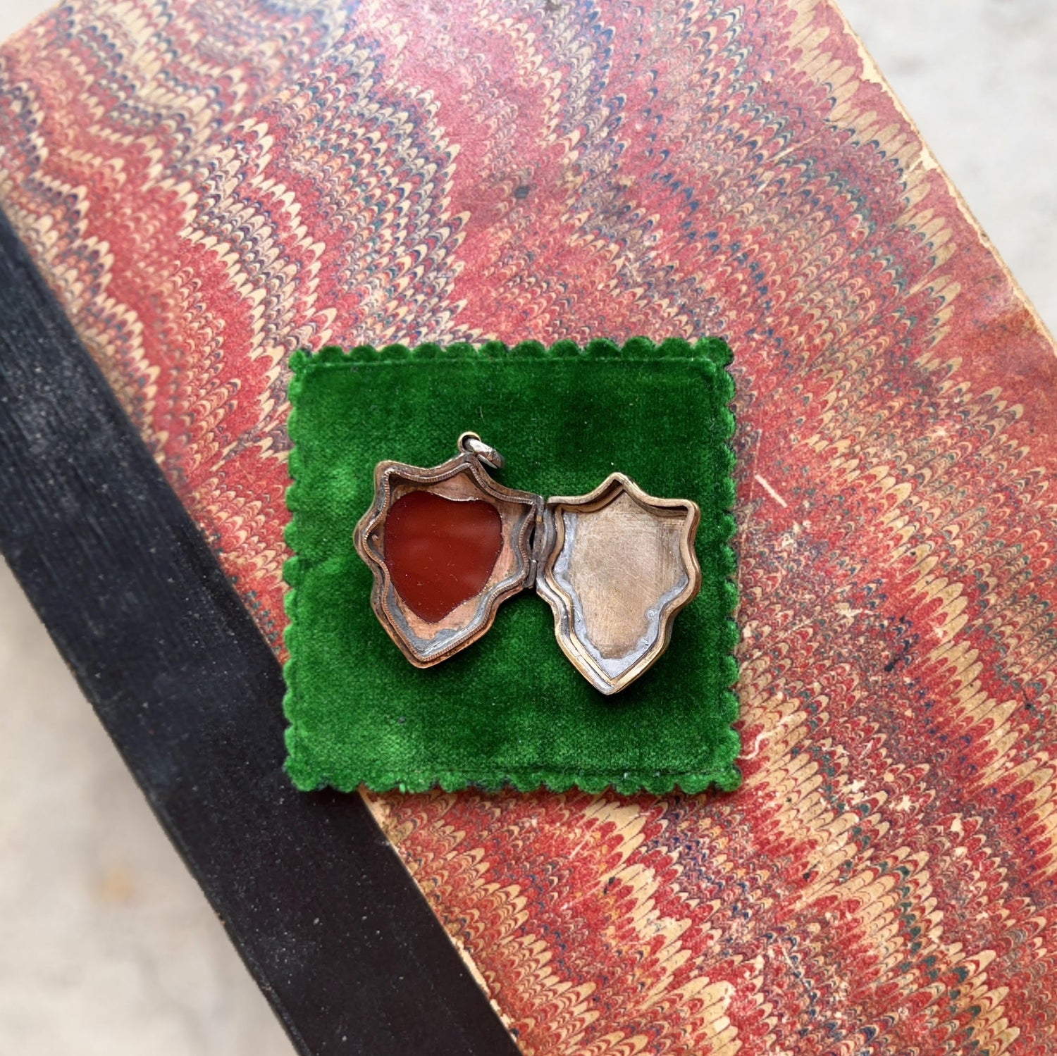 Mid-Late 19th c. Gilt Silver Carnelian Heart Locket