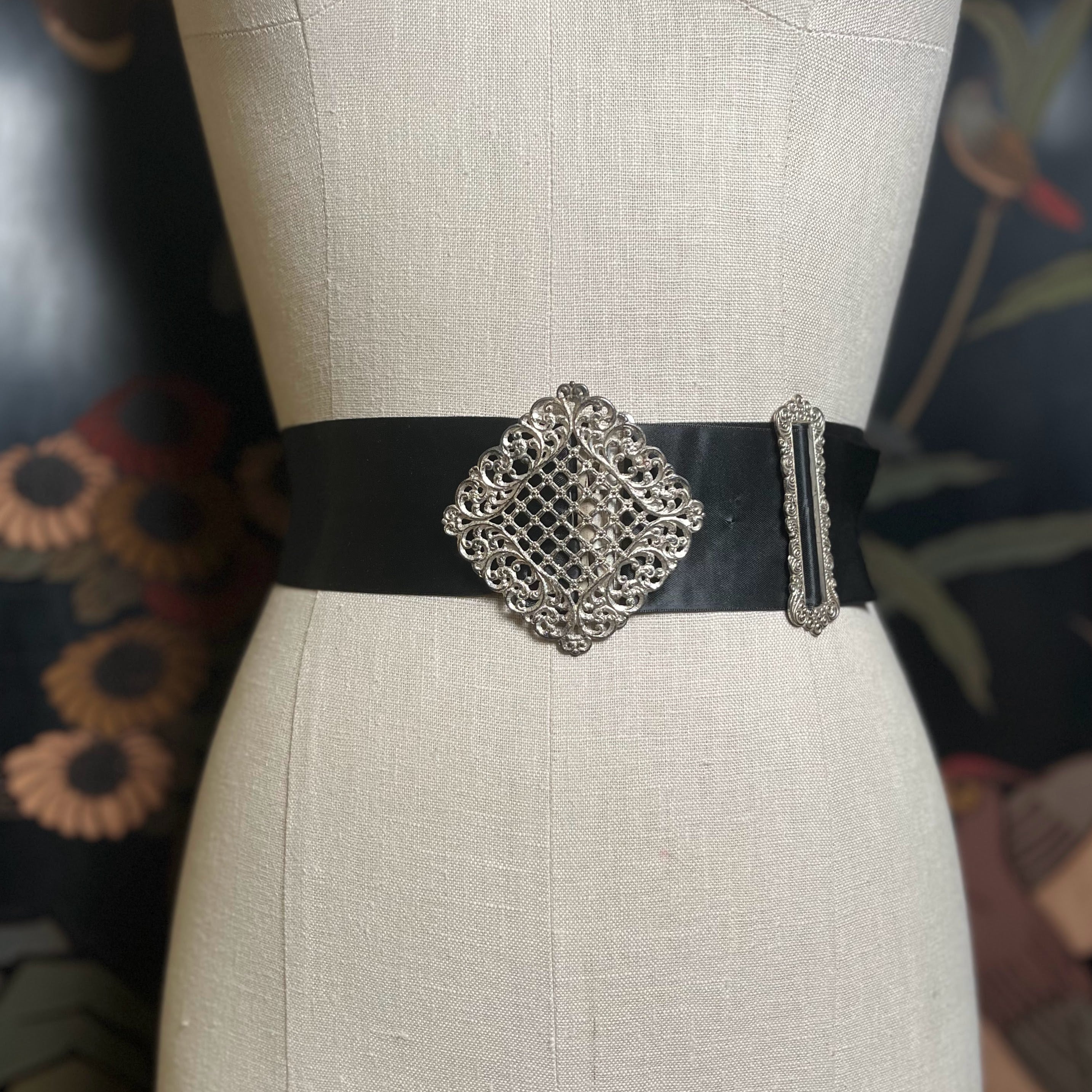 Early 20th c. Belt Buckle Set + Ribbon Belt