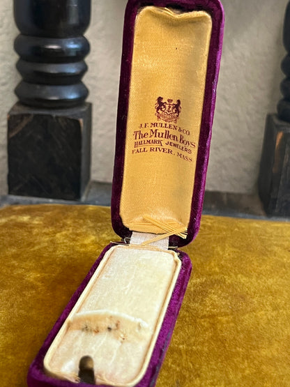 c. 1910s-1920s Silk Velvet Pin Box "The Mullen Boys"
