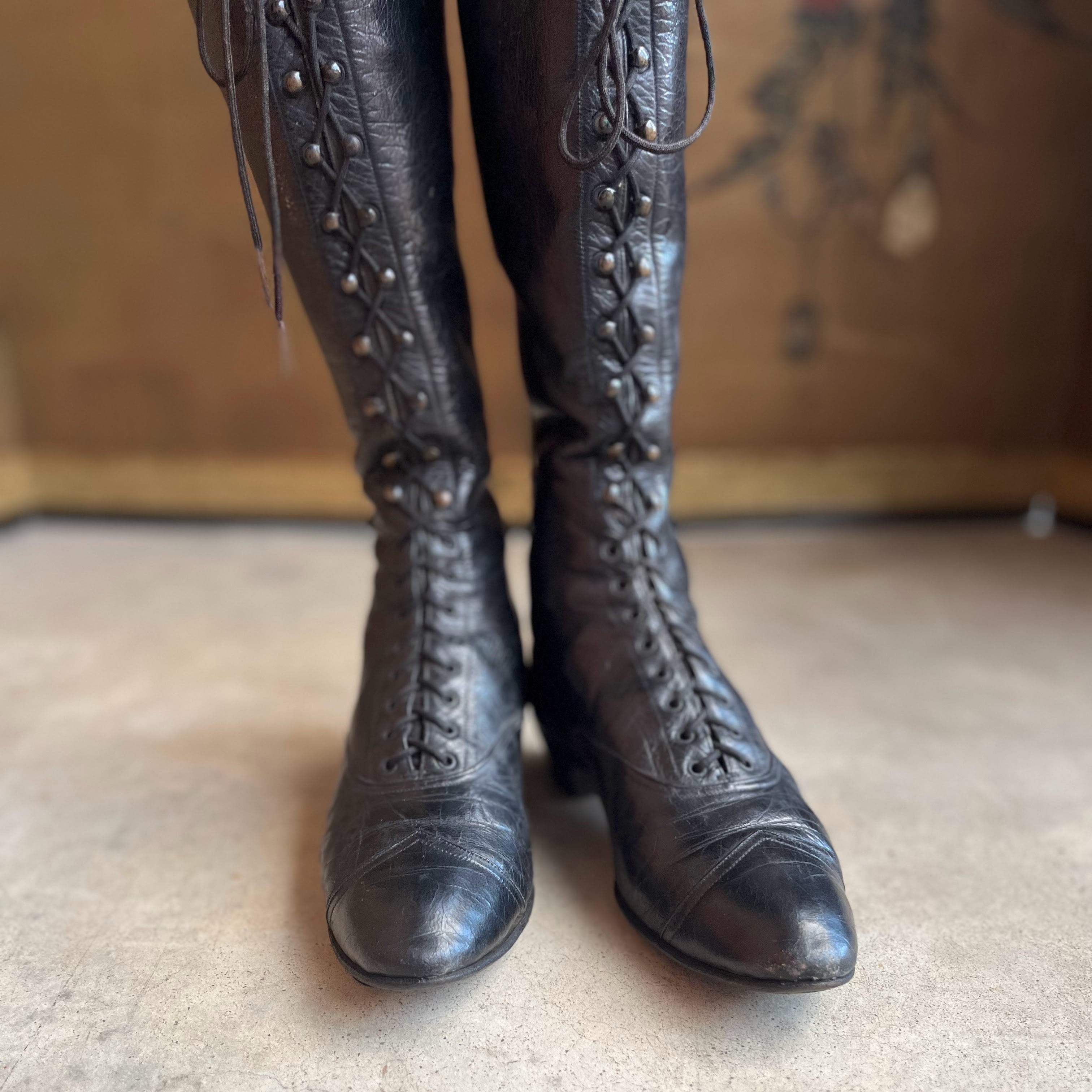 c. 1890s-1900s Cycling Boots