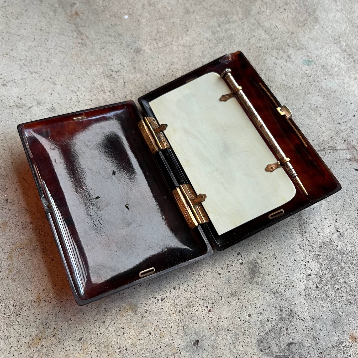 Mid-19th c. Faux Tortoise Shell Aide-Memoire Pocket Book