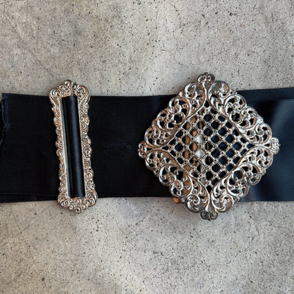Early 20th c. Belt Buckle Set + Ribbon Belt