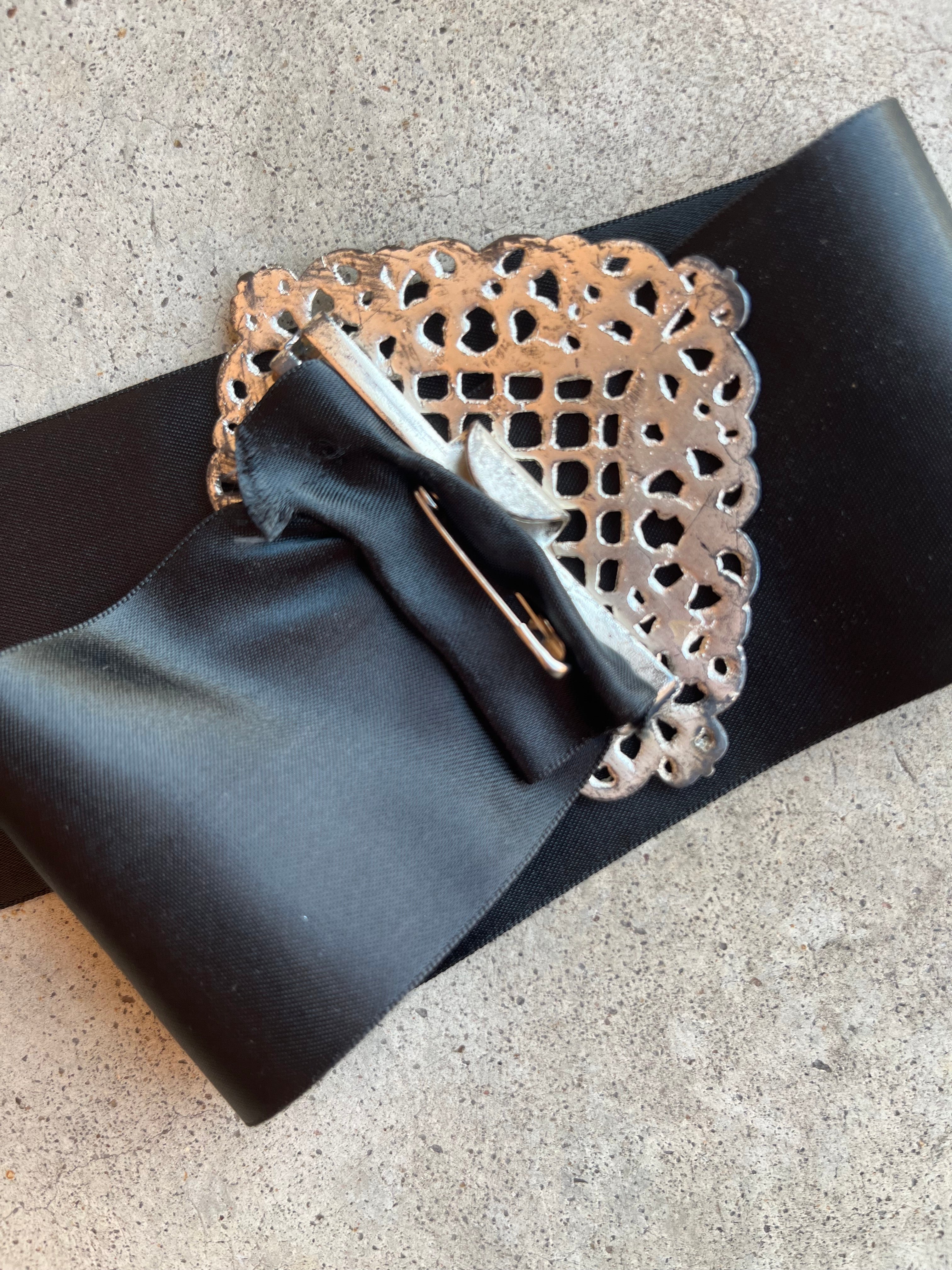Early 20th c. Belt Buckle Set + Ribbon Belt
