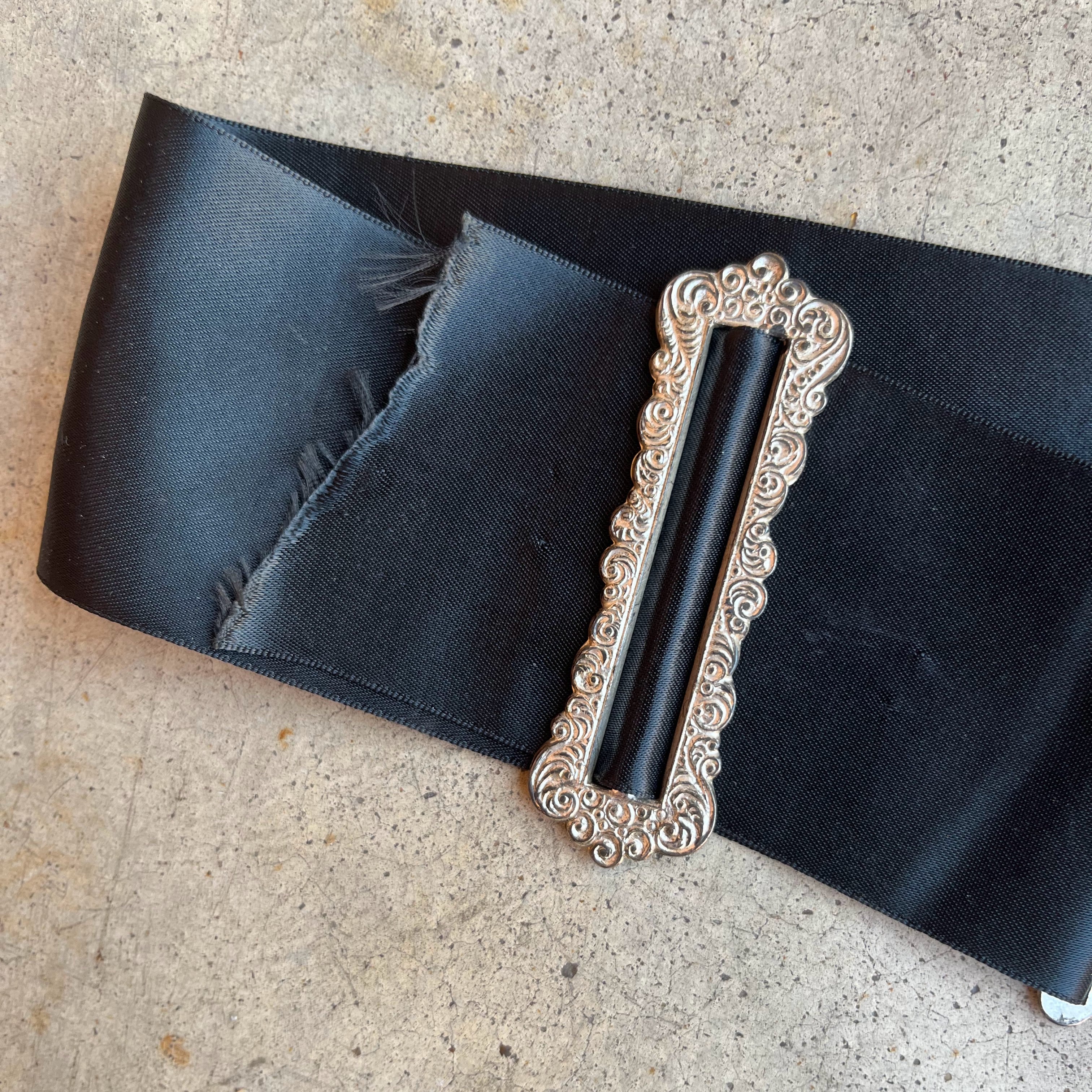 Early 20th c. Belt Buckle Set + Ribbon Belt