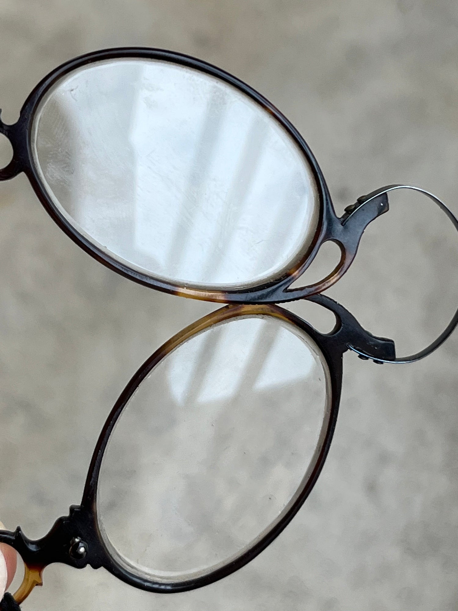 c. 1880s-1890s Tortoise Shell Pince Nez with Cord + Case