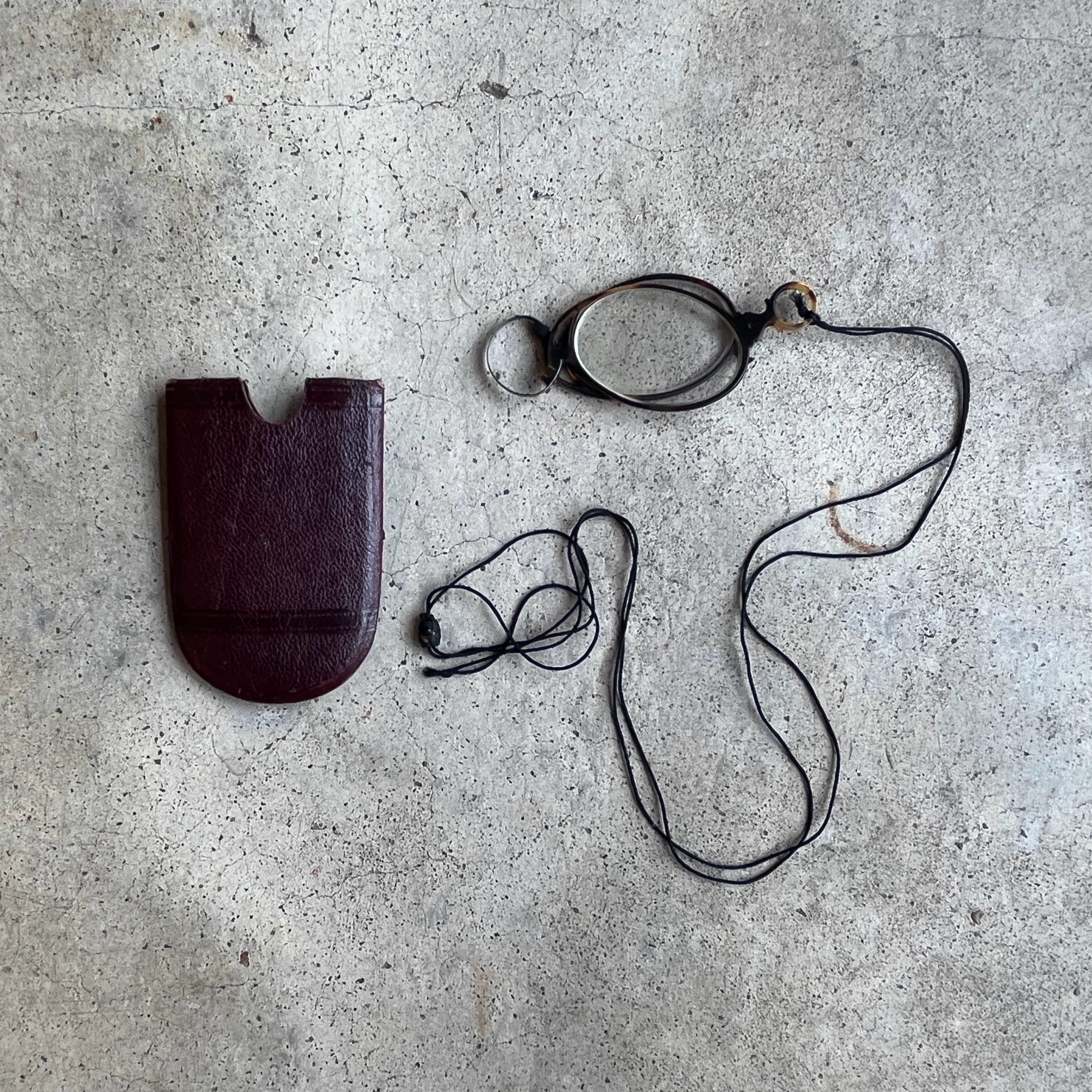 c. 1880s-1890s Tortoise Shell Pince Nez with Cord + Case