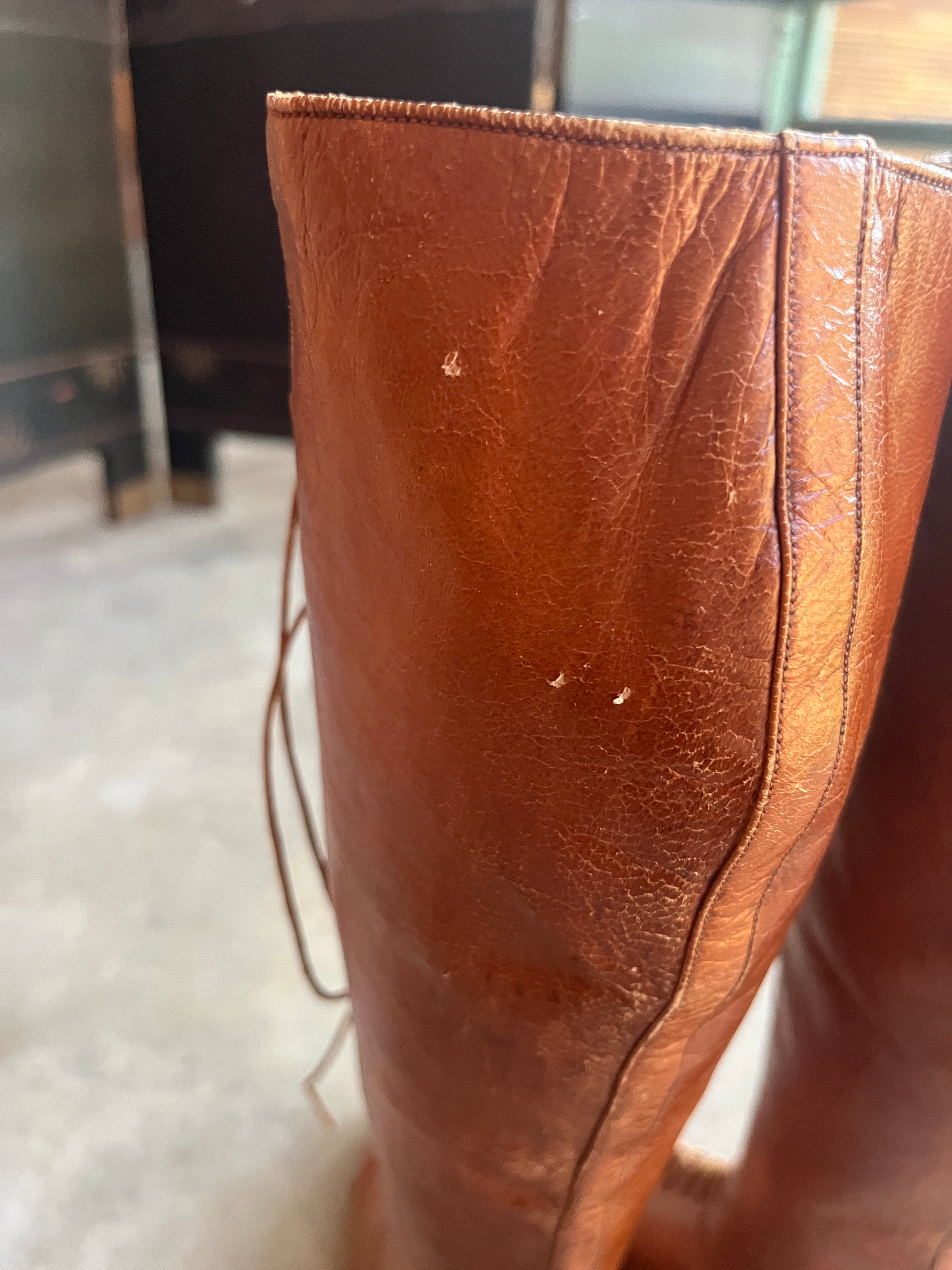 c. 1910s-1920s Tall Brown Boots | Approx Sz. 5-6