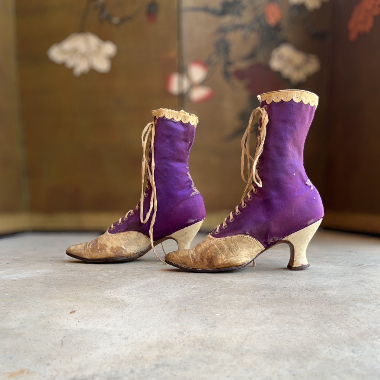 c. 1900s Purple Silk Boots | Study + Display