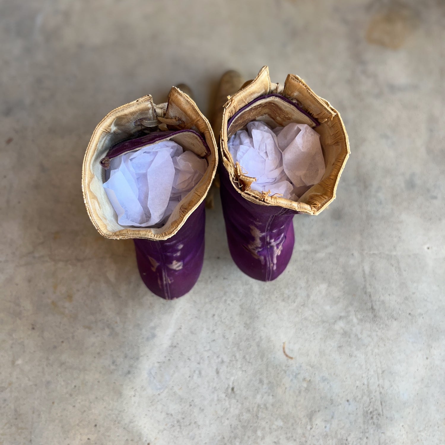 c. 1900s Purple Silk Boots | Study + Display