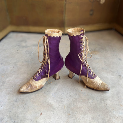 c. 1900s Purple Silk Boots | Study + Display