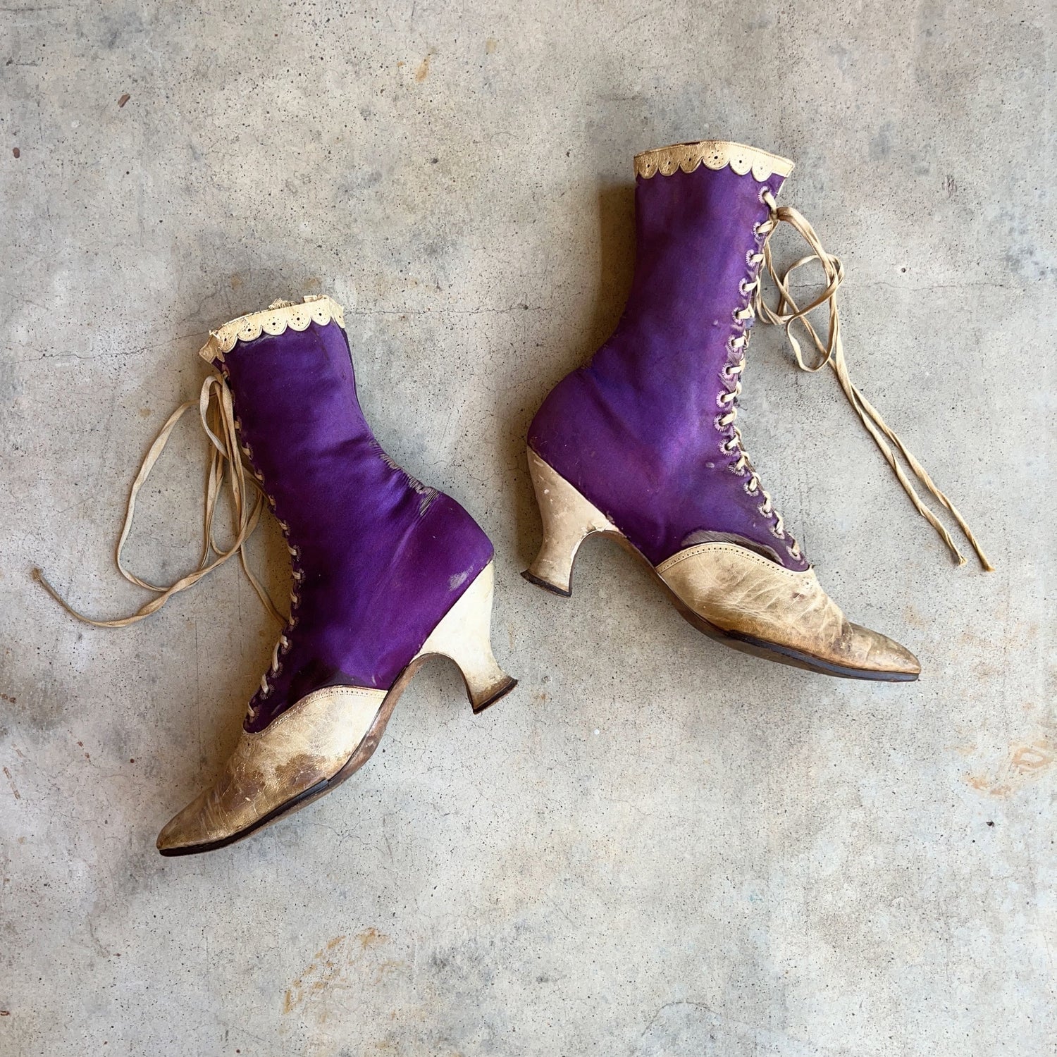 c. 1900s Purple Silk Boots | Study + Display