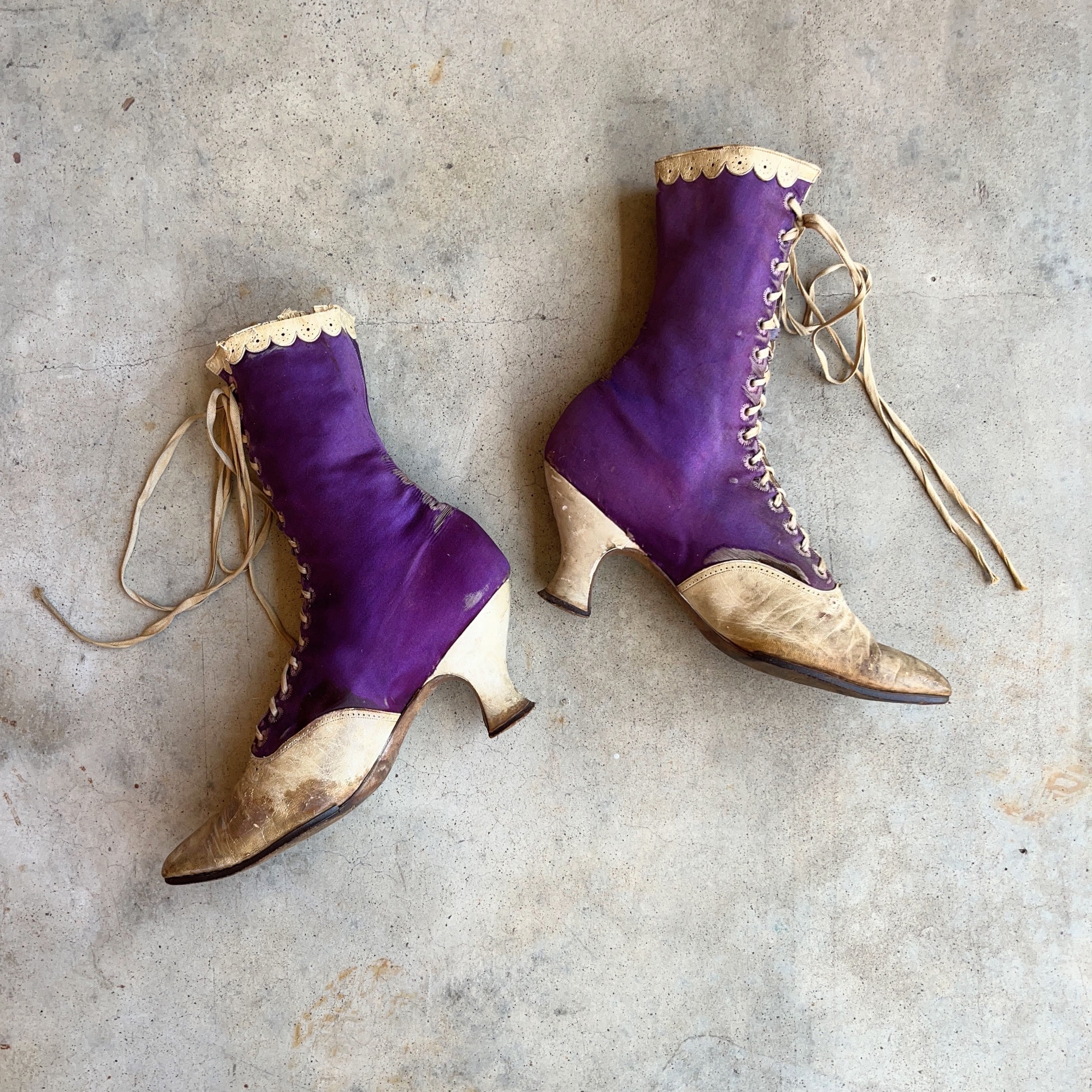 c. 1900s Purple Silk Boots | Study + Display