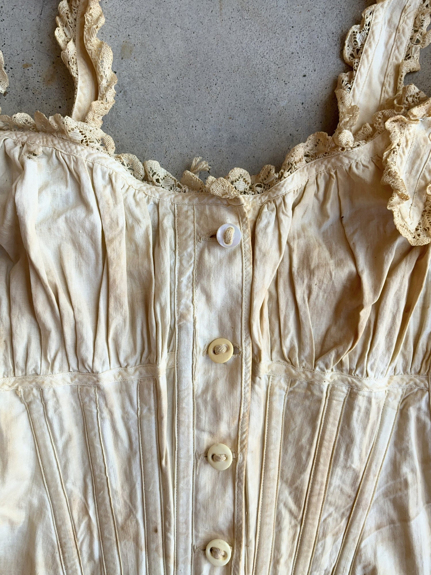 c. 1890s-1900s "Double V Waist" Front Button Corset