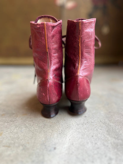 c. 1890s Raspberry Red Boots