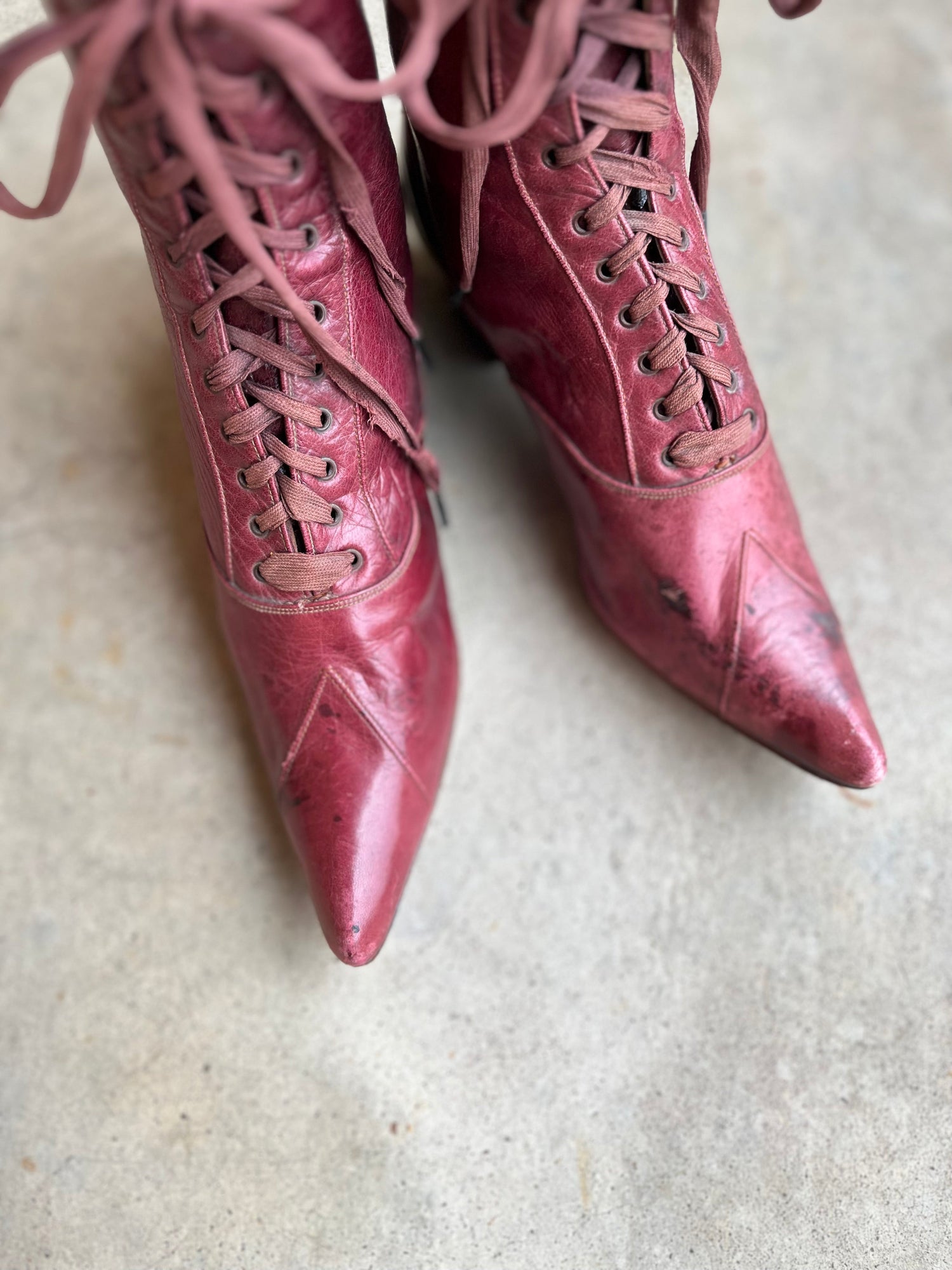 c. 1890s Raspberry Red Boots